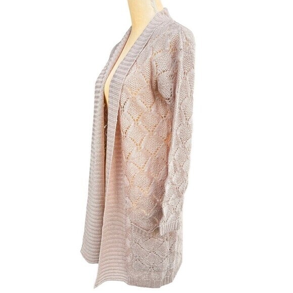 rue 21 Women's Cardigan Sweater XS Beige Open Front Two Pockets 100% Acrylic - Picture 5 of 13